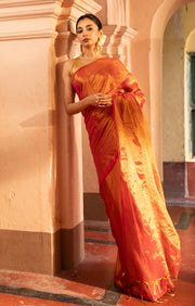 Flaming Crange Tissue cotton saree
