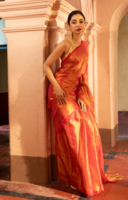 Flaming Crange Tissue cotton saree