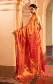 Flaming Crange Tissue cotton saree