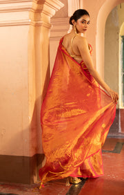 Flaming Crange Tissue cotton saree