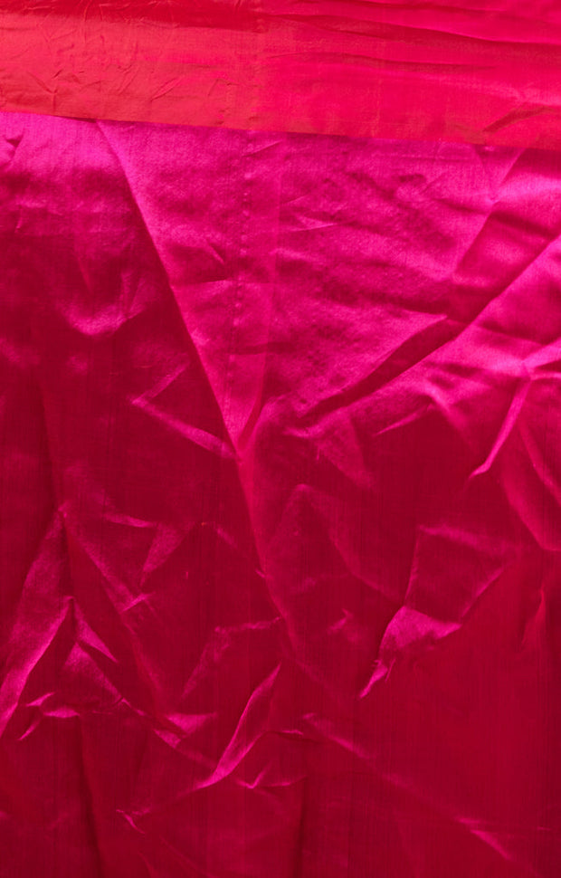 Stunning Fuchsia Silk Chanderi Saree With Woven Antique Buttas