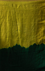 A striking Lime & Pine Green Tie & Dye Linen Saree