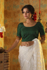 Bright Green Maharashtrian Khun Fabric Blouse