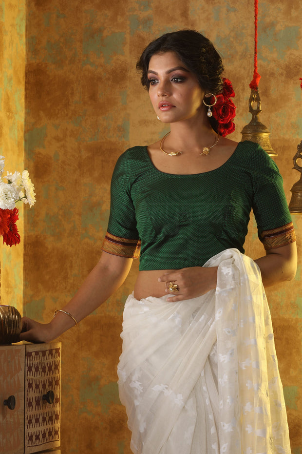 Bright Green Maharashtrian Khun Fabric Blouse