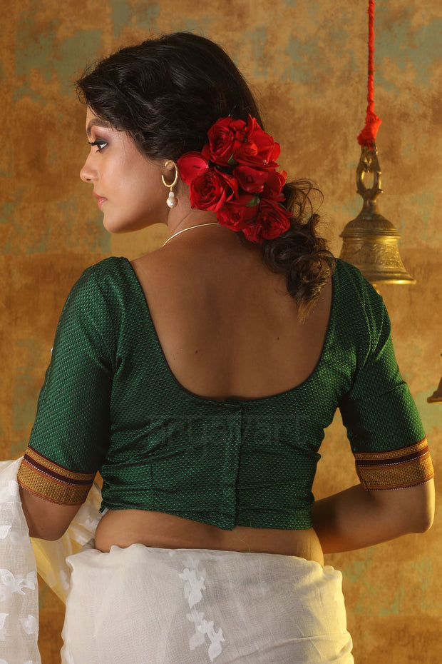 Bright Green Maharashtrian Khun Fabric Blouse