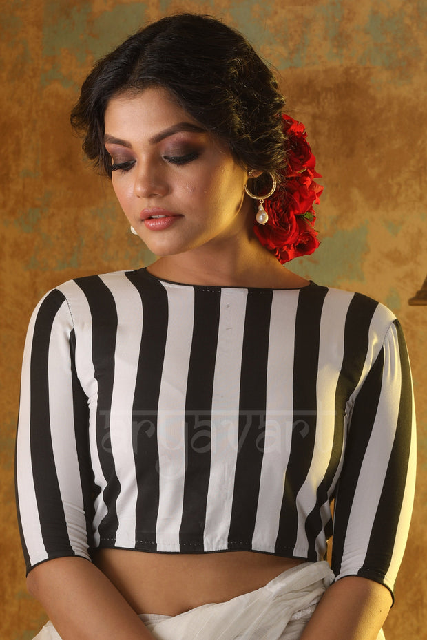 The Black & White Bold Striped Blouse
