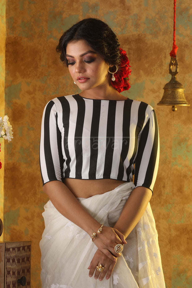 The Black & White Bold Striped Blouse