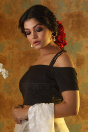 Black Lycra Blouse with Cold Shoulder