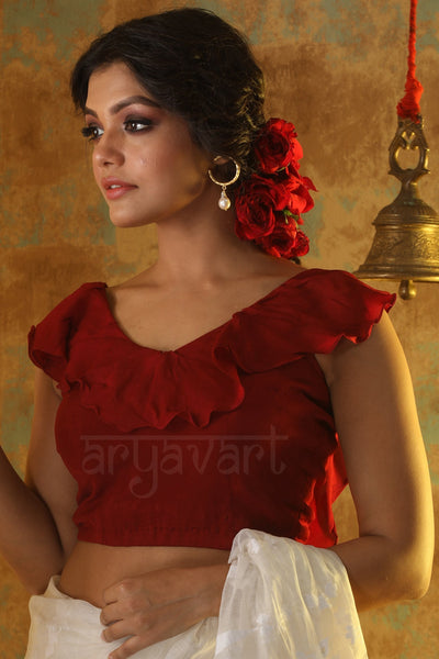 Red Wine Frill Blouse