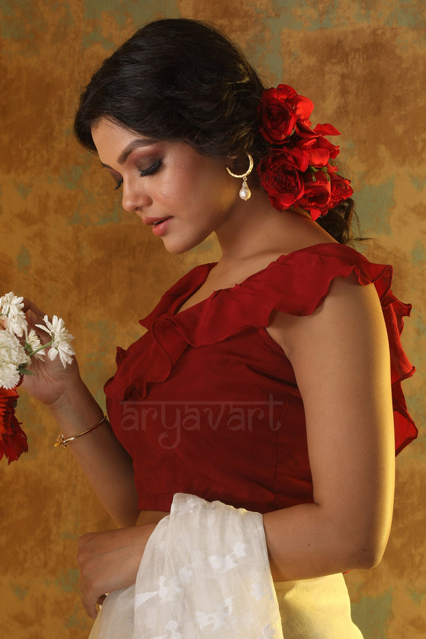 Red Wine Frill Blouse