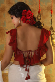 Red Wine Frill Blouse