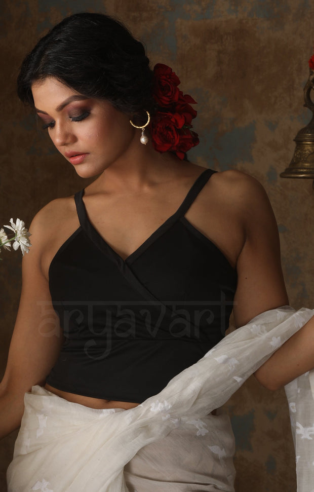 Black Lycra Strappy Blouse