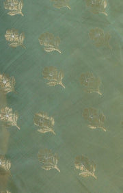 Sea Green Chanderi Silk Saree With Woven Zari Butta