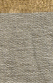 Sage Green Organic Textured Linen Saree With a striking Gold Zari Border & Pallu