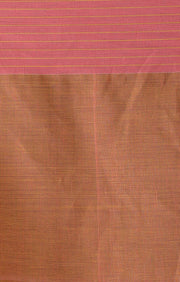 Sunflower Yellow Cotton Saree With Woven Check Design on Contrasting Pink Border