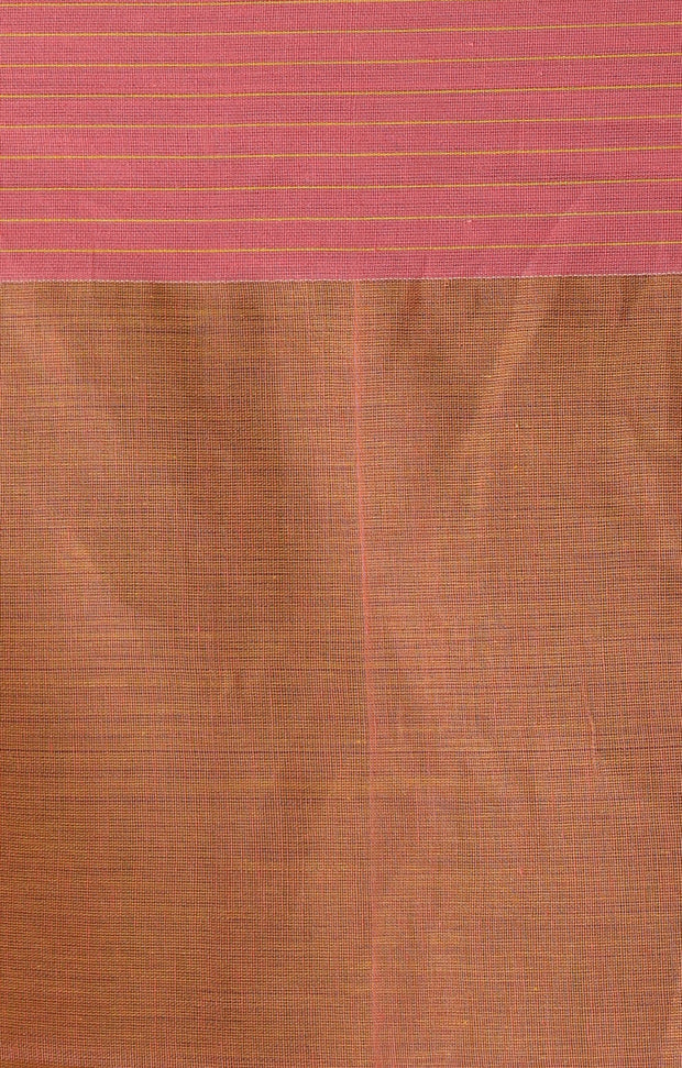 Sunflower Yellow Cotton Saree With Woven Check Design on Contrasting Pink Border